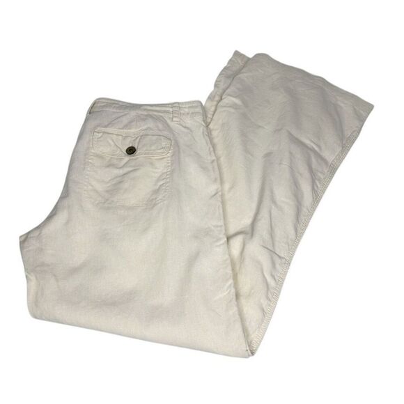 Norma Kamali  straw (cream) linen blend button fly pants size M - Picture 15 of 15